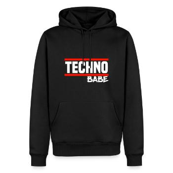 Techno Techno Babe Rave Raver Techno Festival - Männer Premium Bio Hoodie - Schwarz - Vorne - Nico (187cm)