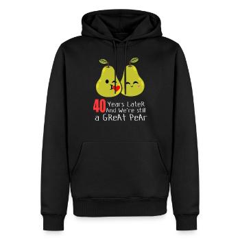 40e anniversaire de mariage Drôle poire couple cadeau - Sweat à capuche Premium bio Homme - noir - Devant - Nico (187cm)