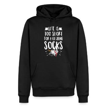 La vie est trop courte cadeau de citation de chaussettes drôles - Sweat à capuche Premium bio Homme - noir - Devant - Nico (187cm)