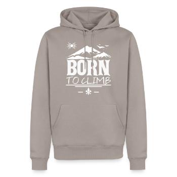 Klettern Klettersport Kletterer Felsklettern Shirt - Männer Premium Bio Hoodie - Taupe - Vorne - Nico (187cm)
