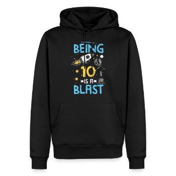 Rakete des Sonnensystems zum Weltraum-Geburtstag, der 10 ist - Männer Premium Bio Hoodie - Schwarz - Vorne - Nico (187cm)
