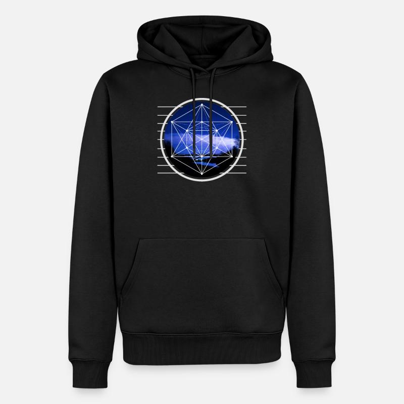 Metatron Hexagon Cube Grafikdesign - Männer Premium Bio Hoodie - Schwarz