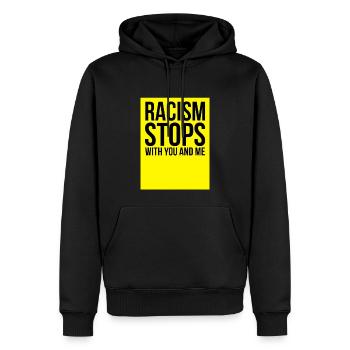 Anti-Rassismus-Rassismus hört mit dir und mir auf Rassismus zu beenden - Männer Premium Bio Hoodie - Schwarz - Vorne - Nico (187cm)