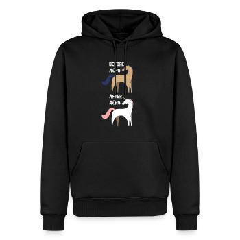 Vorher Nachher Acro Donkey Horse Vs Unicorn Funny - Männer Premium Bio Hoodie - Schwarz - Vorne - Nico (187cm)