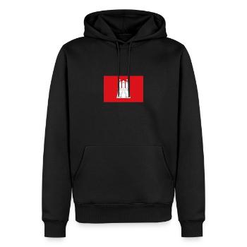 Hamburg - Männer Premium Bio Hoodie - Schwarz - Vorne - Nico (187cm)