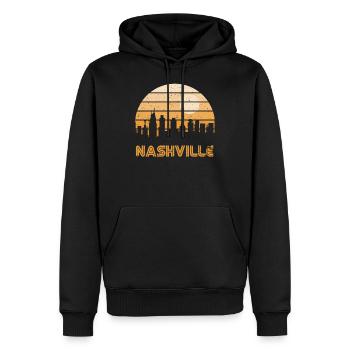 Rétro, coucher soleil, Nashville - Sweat à capuche Premium bio Homme - noir - Devant - Nico (187cm)