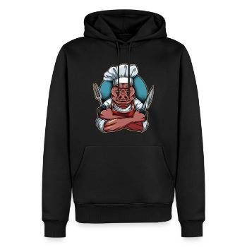 Chef porc porc sanglier cuisine cuisine cuisine animaux sauvages - Sweat à capuche Premium bio Homme - noir - Devant - Nico (187cm)