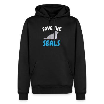 Sauver les phoques phoque protection des animaux lion de mer douce - Sweat à capuche Premium bio Homme - noir - Devant - Nico (187cm)