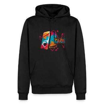 Cajón - Männer Premium Bio Hoodie - Schwarz - Vorne - Nico (187cm)
