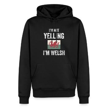 Je ne crie pas que je suis gallois - drapeau du Pays de Galles - Sweat à capuche Premium bio Homme - noir - Devant - Nico (187cm)