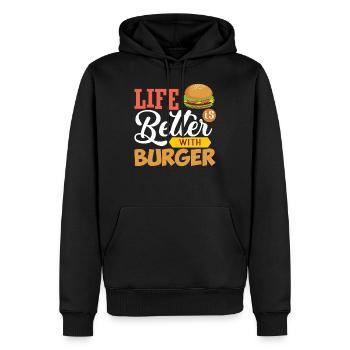 Burger Und Das Leben Ist Besser - Männer Premium Bio Hoodie - Schwarz - Vorne - Nico (187cm)
