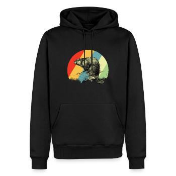 Biber Retro - Männer Premium Bio Hoodie - Schwarz - Vorne - Nico (187cm)