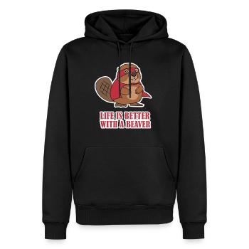 Cadeau de natation de la vie super-rivière castor rivière - Sweat à capuche Premium bio Homme - noir - Devant - Nico (187cm)
