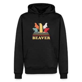 Castor Retro - Sweat à capuche Premium bio Homme - noir - Devant - Nico (187cm)