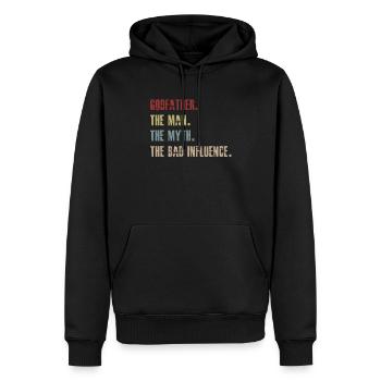 Parrain L'Homme Le Mythe La Mauvaise Influence - Sweat à capuche Premium bio Homme - noir - Devant - Nico (187cm)