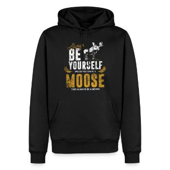 Moose gift - Men’s Premium Organic Hoodie - black - Front - Nico (187cm)