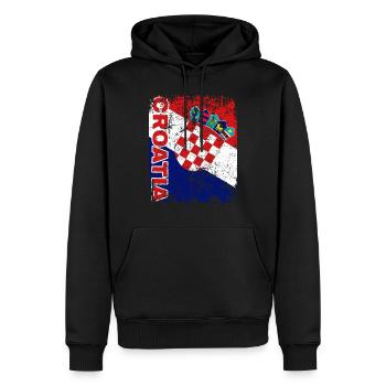 KROATIEN FLAGGE - Kroatische Fahne groß retro - Männer Premium Bio Hoodie - Schwarz - Vorne - Nico (187cm)