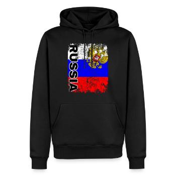 Emblème du manteau des armoiries de drapeaux de drapeaux de la Russie - Russie - Sweat à capuche Premium bio Homme - noir - Devant - Nico (187cm)