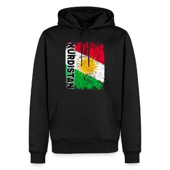 KURDISTAN FLAGGE - Kurdische Fahne - Groß Retro - Männer Premium Bio Hoodie - Schwarz - Vorne - Nico (187cm)
