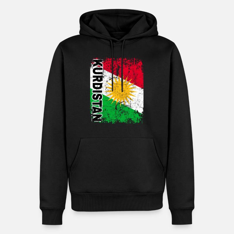 DRAPEAU DU KURDISTAN - Drapeau Kurde - Grand Rétro - Sweat à capuche Premium bio Homme - noir