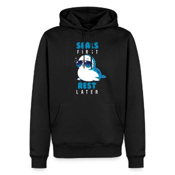 Robbe Tier Sommer Geschenk - Männer Premium Bio Hoodie - Schwarz - Vorne - Nico (187cm)