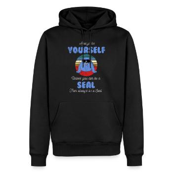 Robbe Seelöwe - Männer Premium Bio Hoodie - Schwarz - Vorne - Nico (187cm)