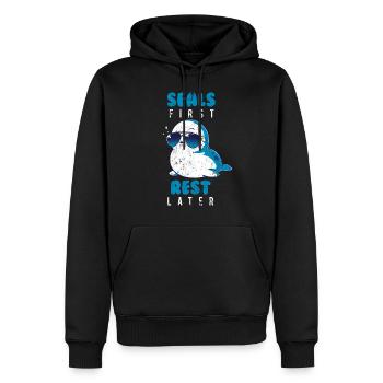 Robbe Meer Strand - Männer Premium Bio Hoodie - Schwarz - Vorne - Nico (187cm)