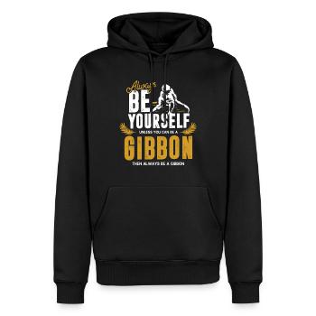 Gibbon - Männer Premium Bio Hoodie - Schwarz - Vorne - Nico (187cm)