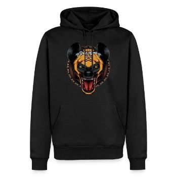 Idée de cadeau pour la faune - Hyène fraîche - Sweat à capuche Premium bio Homme - noir - Devant - Nico (187cm)