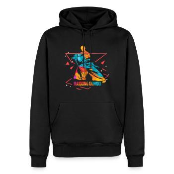 Haidong Gumdo - Sweat à capuche Premium bio Homme - noir - Devant - Nico (187cm)