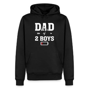 Fête des pères de 2 garçons - Sweat à capuche Premium bio Homme - noir - Devant - Nico (187cm)