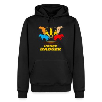 Honigdachs - Männer Premium Bio Hoodie - Schwarz - Vorne - Nico (187cm)