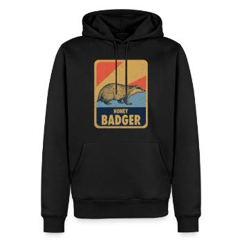 Honigdachs Retro - Männer Premium Bio Hoodie - Schwarz - Vorne - Nico (187cm)