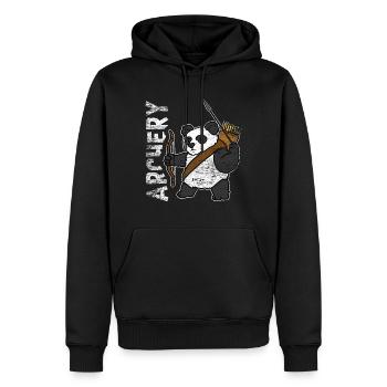 Panda Bogenschießen Geschenk - Männer Premium Bio Hoodie - Schwarz - Vorne - Nico (187cm)
