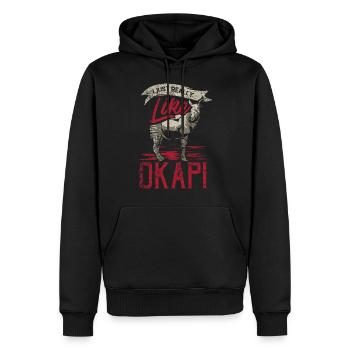 Okapi Geschenk - Männer Premium Bio Hoodie - Schwarz - Vorne - Nico (187cm)