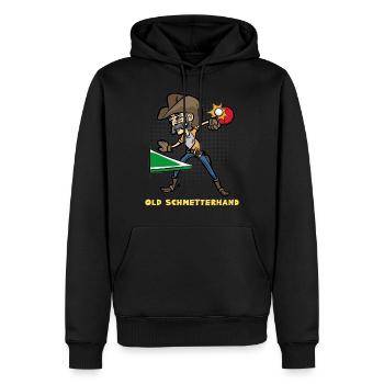 Cadeau de joueur de ping-il old-ping-te-ping-en-main - Sweat à capuche Premium bio Homme - noir - Devant - Nico (187cm)