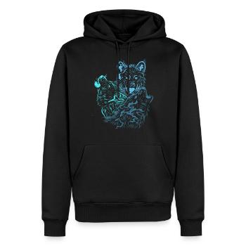 Drei Wölfe Blau - Männer Premium Bio Hoodie - Schwarz - Vorne - Nico (187cm)