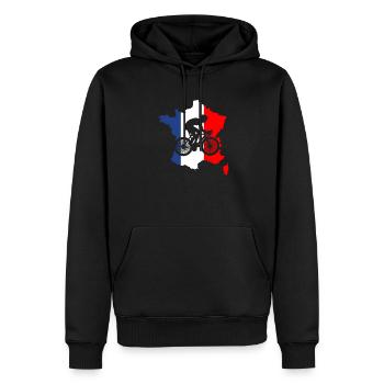 Vélo France - Sweat à capuche Premium bio Homme - noir - Devant - Nico (187cm)
