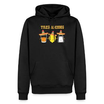 Tequila Freunde , Salz,Limone oder Zitrone und - Männer Premium Bio Hoodie - Schwarz - Vorne - Nico (187cm)