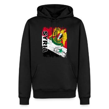 SYRIEN FLAGGE Syrische Fahne groß retro Syria - Männer Premium Bio Hoodie - Schwarz - Vorne - Nico (187cm)