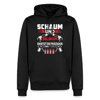 Maurer Handwerker Handwerk Heim SCHAUM UND SILIKON - Männer Premium Bio Hoodie - Schwarz - Vorne - Nico (187cm)
