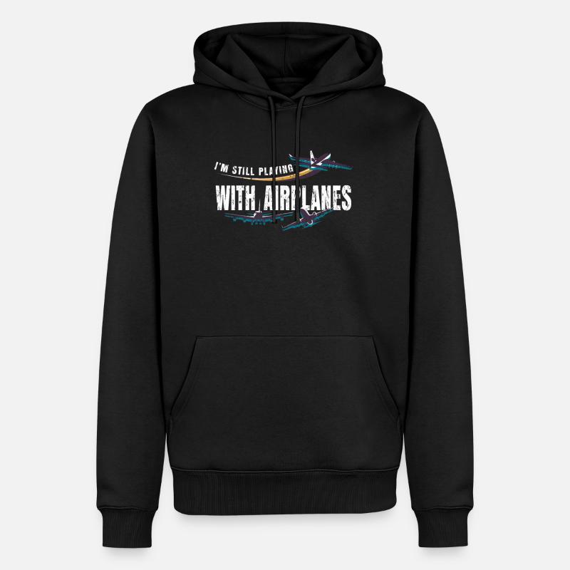 Flugzeug Pilot - Männer Premium Bio Hoodie - Schwarz