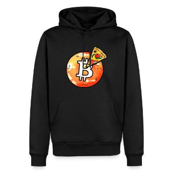 bitcoin pizza BTC Crypto Währung Blockchain - Männer Premium Bio Hoodie - Schwarz - Vorne - Nico (187cm)