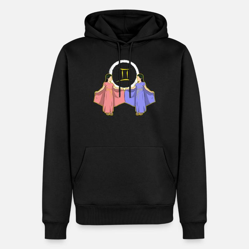 Le signe du zodiaque Gémeaux Gémeaux - Sweat à capuche Premium bio Homme - noir