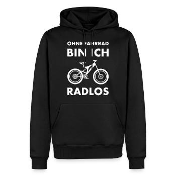 Sans vélo je suis Radlos VTT - Sweat à capuche Premium bio Homme - noir - Devant - Nico (187cm)