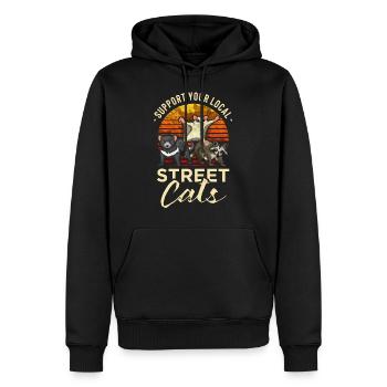 Waschbär Opossum Support your local street cats - Männer Premium Bio Hoodie - Schwarz - Vorne - Nico (187cm)