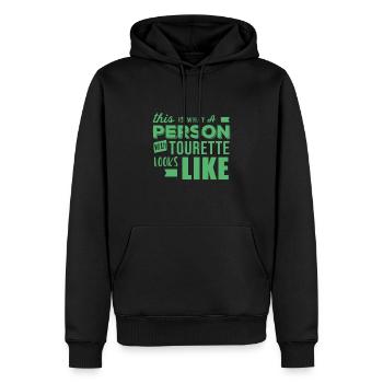 Tourette Behinderung - Männer Premium Bio Hoodie - Schwarz - Vorne - Nico (187cm)