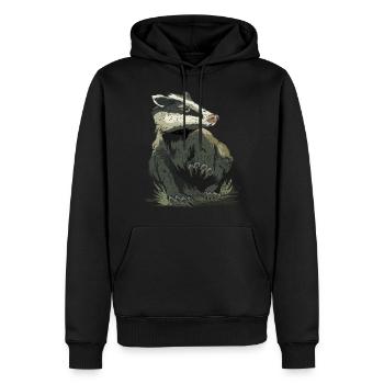 Miel Blaireau Miel Blaireau Forêt Animal Sauvage - Sweat à capuche Premium bio Homme - noir - Devant - Nico (187cm)