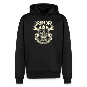 Cadeau de mythe homme moto grand-père légende - Sweat à capuche Premium bio Homme - noir - Devant - Nico (187cm)