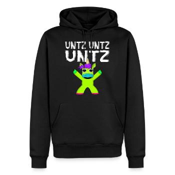EDM Raver Techno Festival Einhorn Auf Dope Untz - Männer Premium Bio Hoodie - Schwarz - Vorne - Nico (187cm)